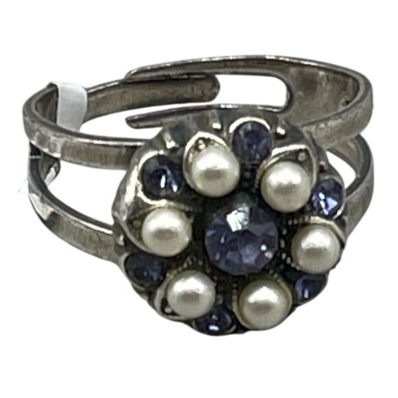 Mariana ring crystal handmade ring purple white one size R-7218 circle READ NEW - Picture 1 of 5